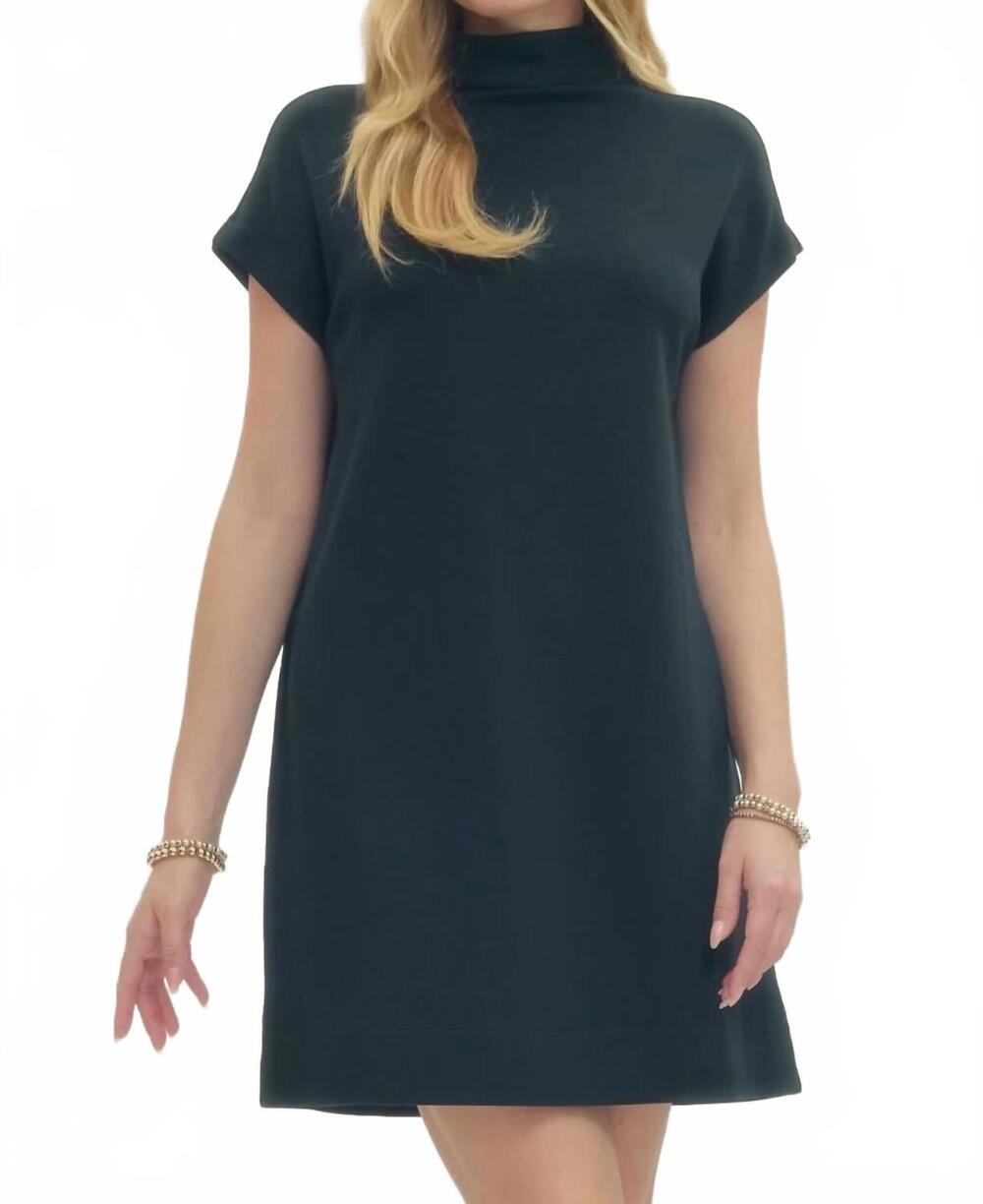 NEW ENTRO mock neck mini dress in navy